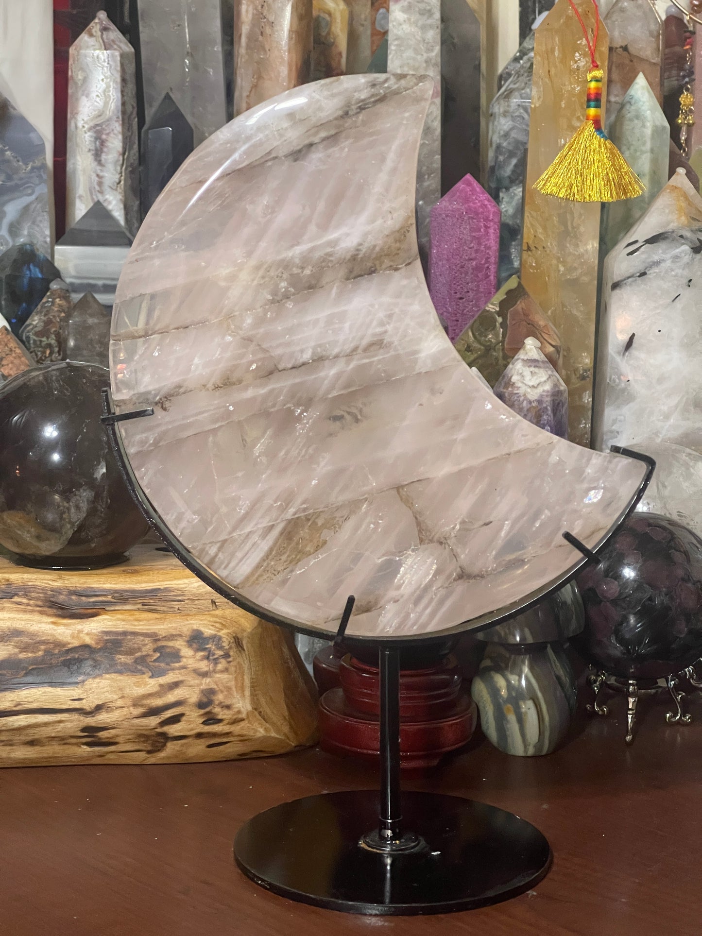 Rose Quartz Crystal Moon
