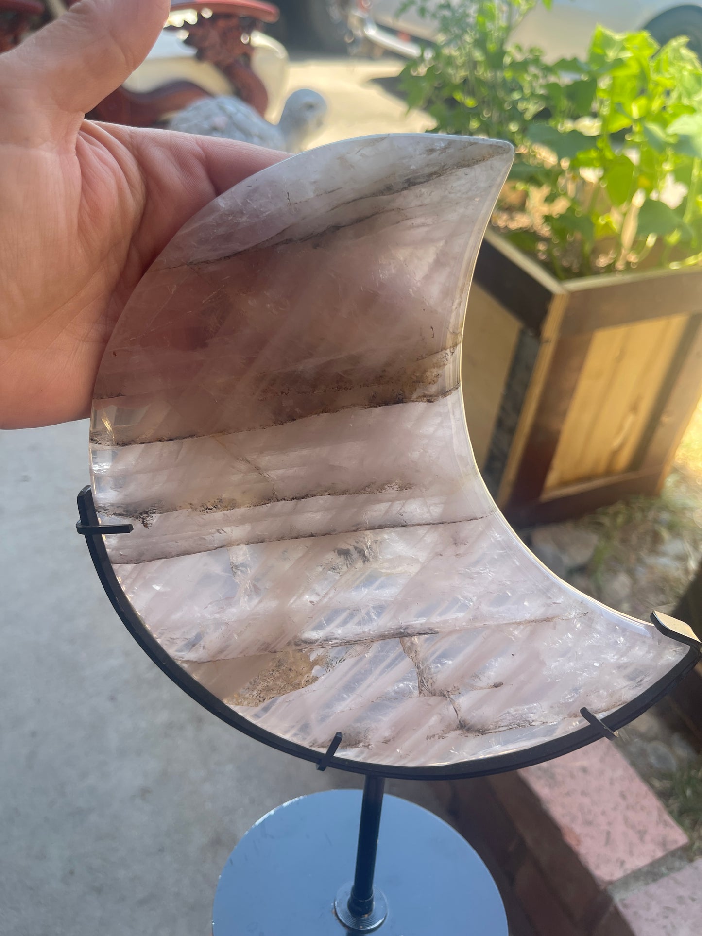 Rose Quartz Crystal Moon