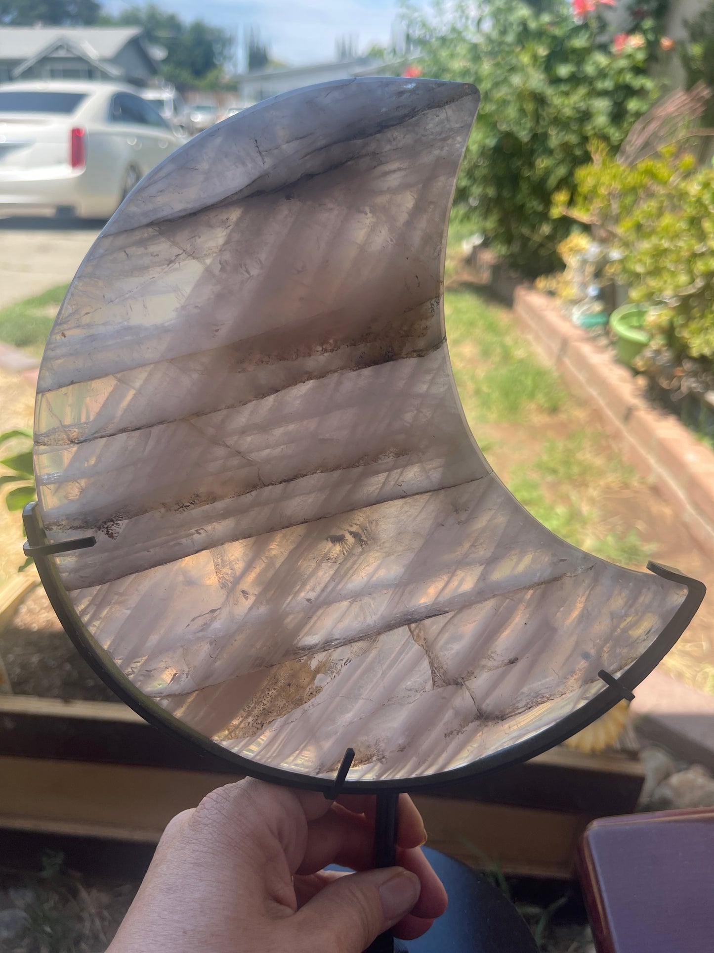 Rose Quartz Crystal Moon