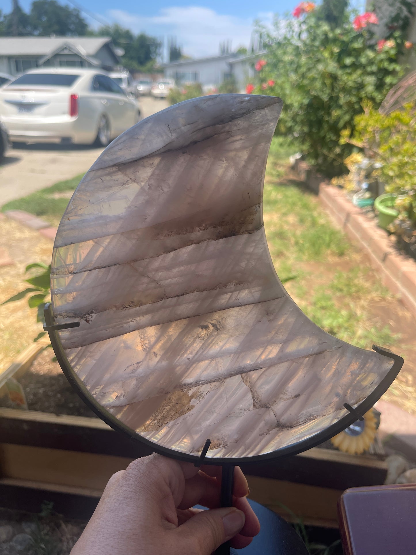 Rose Quartz Crystal Moon