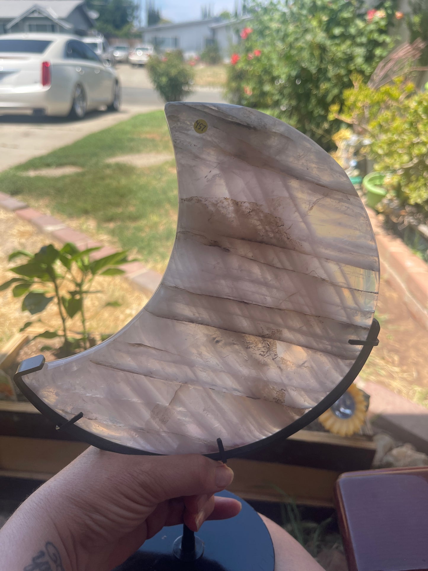 Rose Quartz Crystal Moon