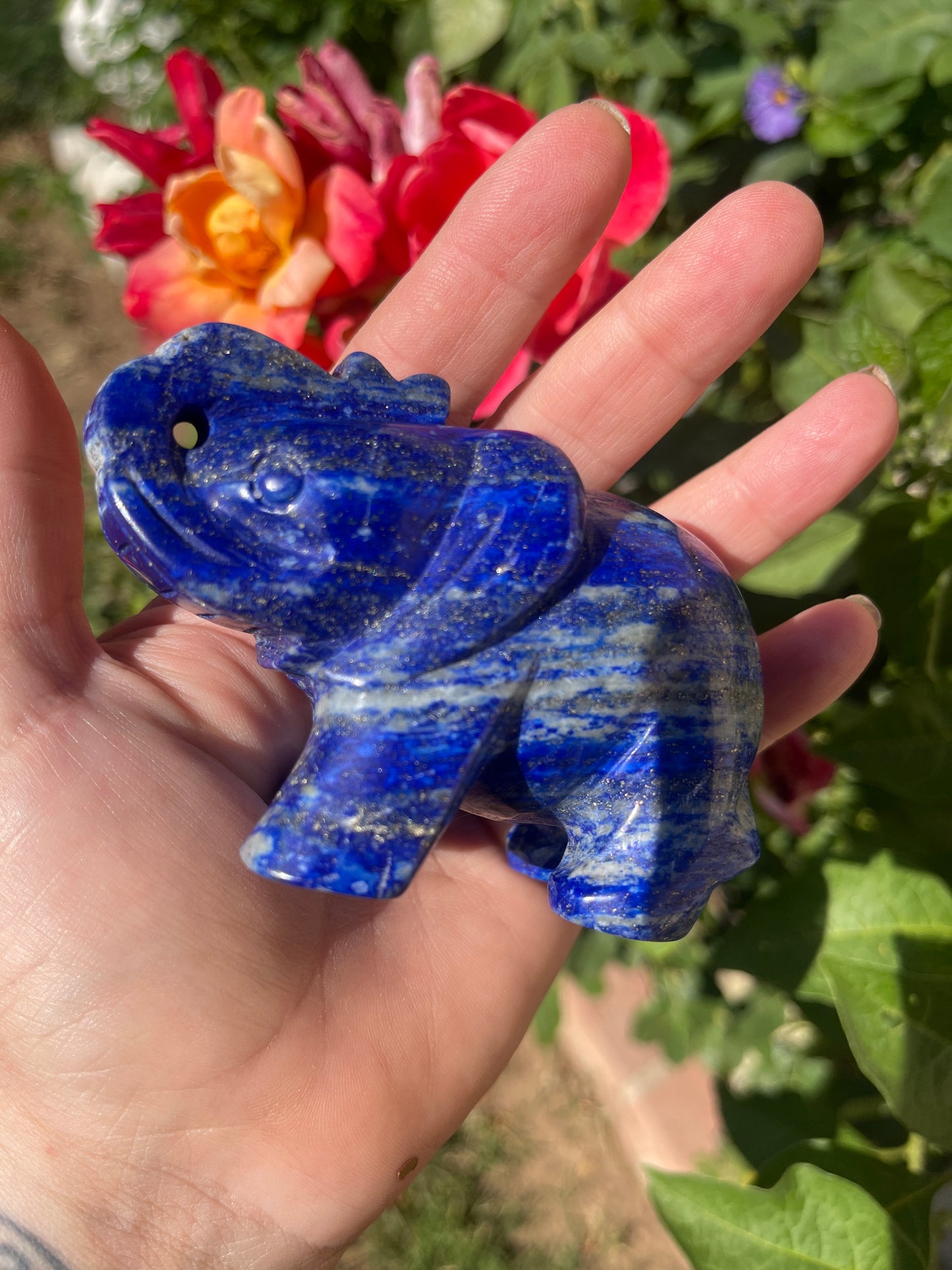 Lapis Lazuli Elephant Crystal Carving