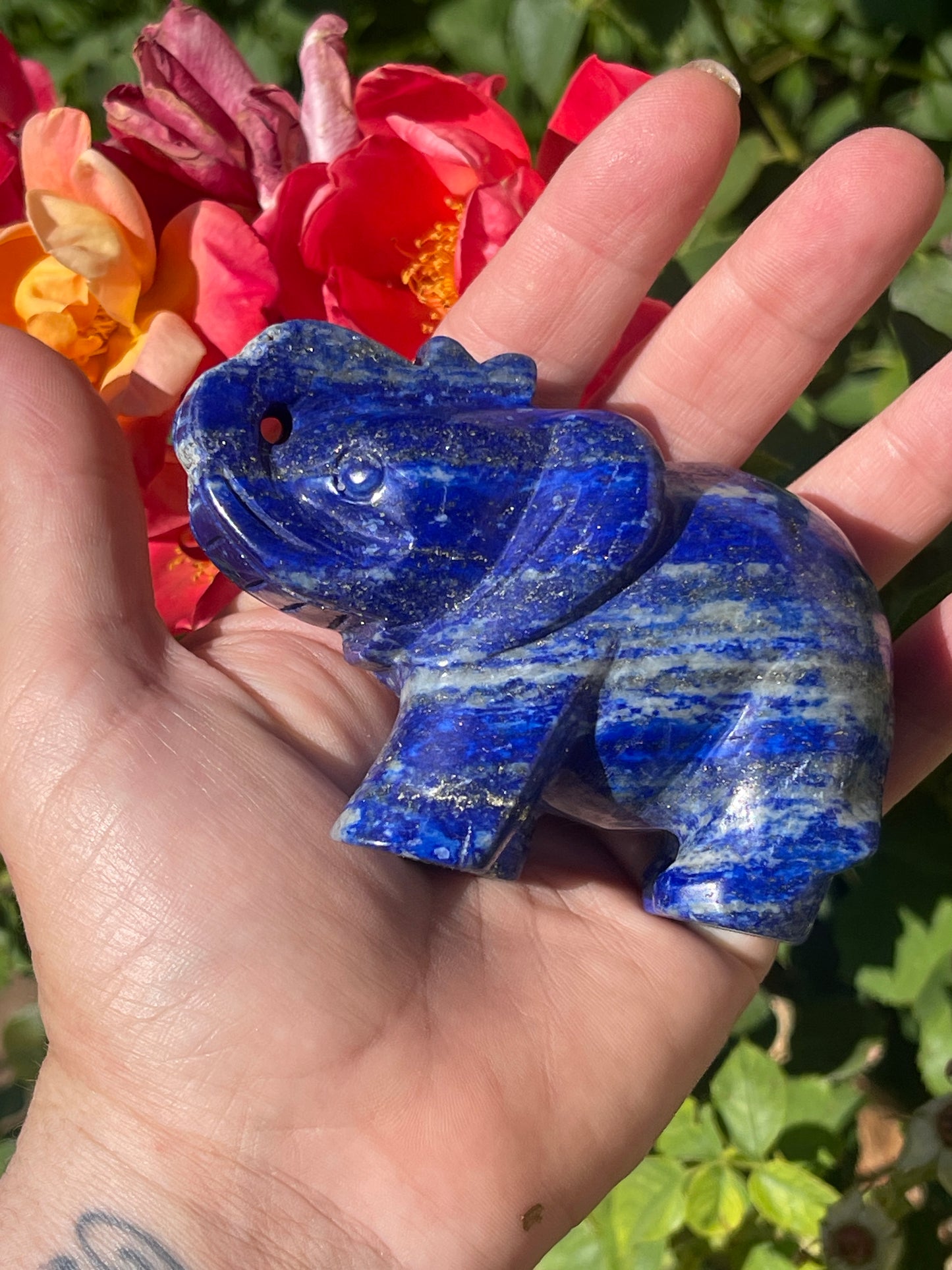 Lapis Lazuli Elephant Crystal Carving