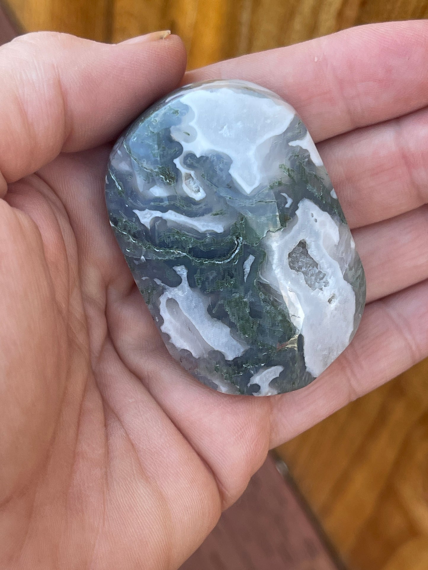 Moss Agate Palm Stone