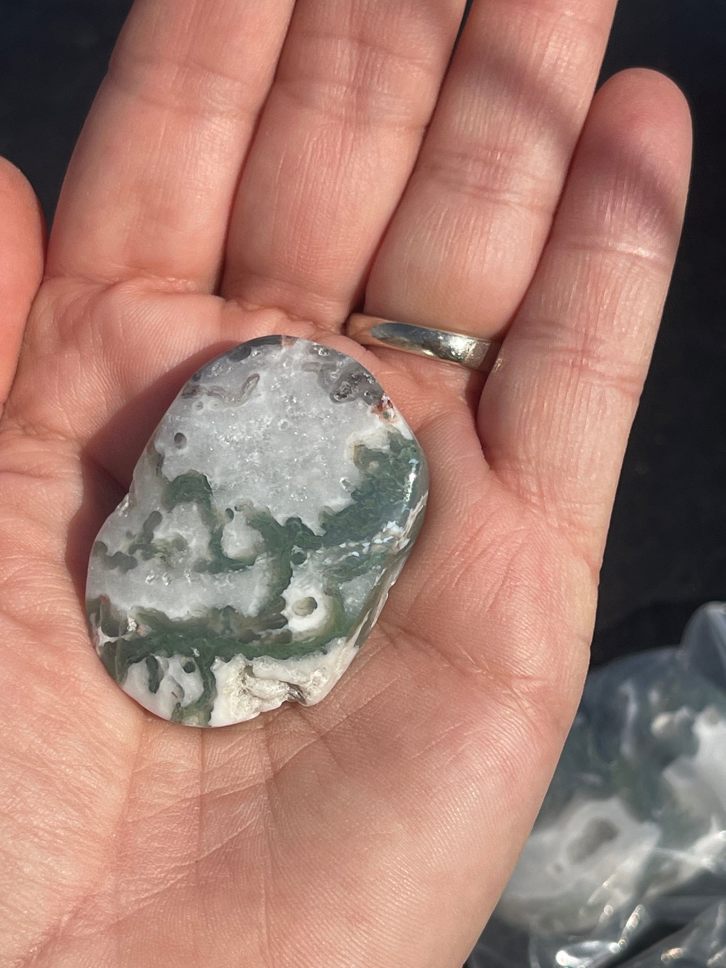 Moss Agate Palm Stone