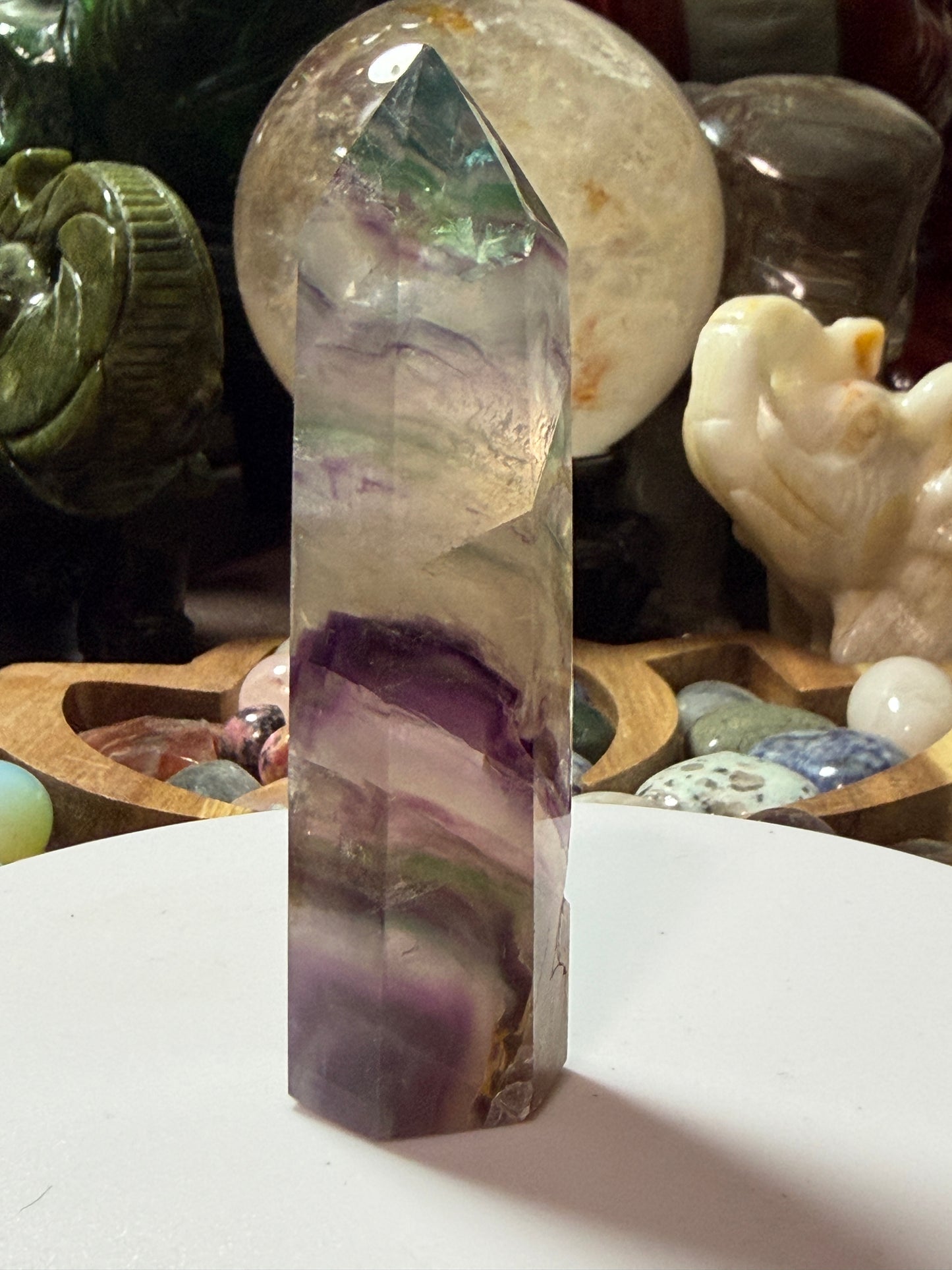 Rainbow Fluorite Crystal Tower (Polished Point)