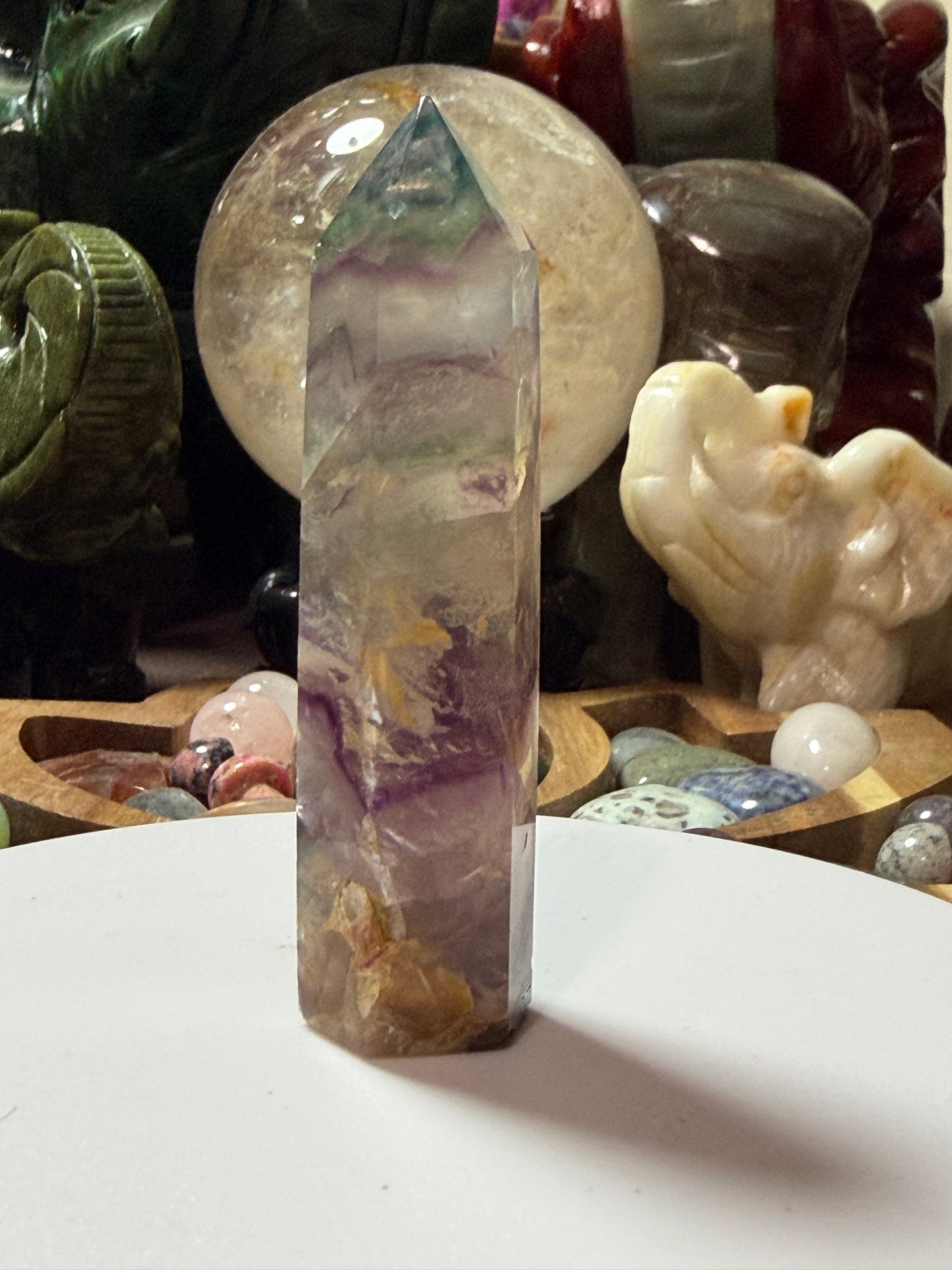 Rainbow Fluorite Crystal Tower (Polished Point)