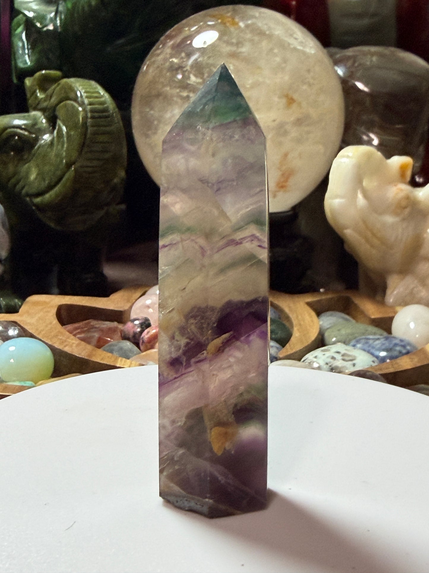 Rainbow Fluorite Crystal Tower (Polished Point)