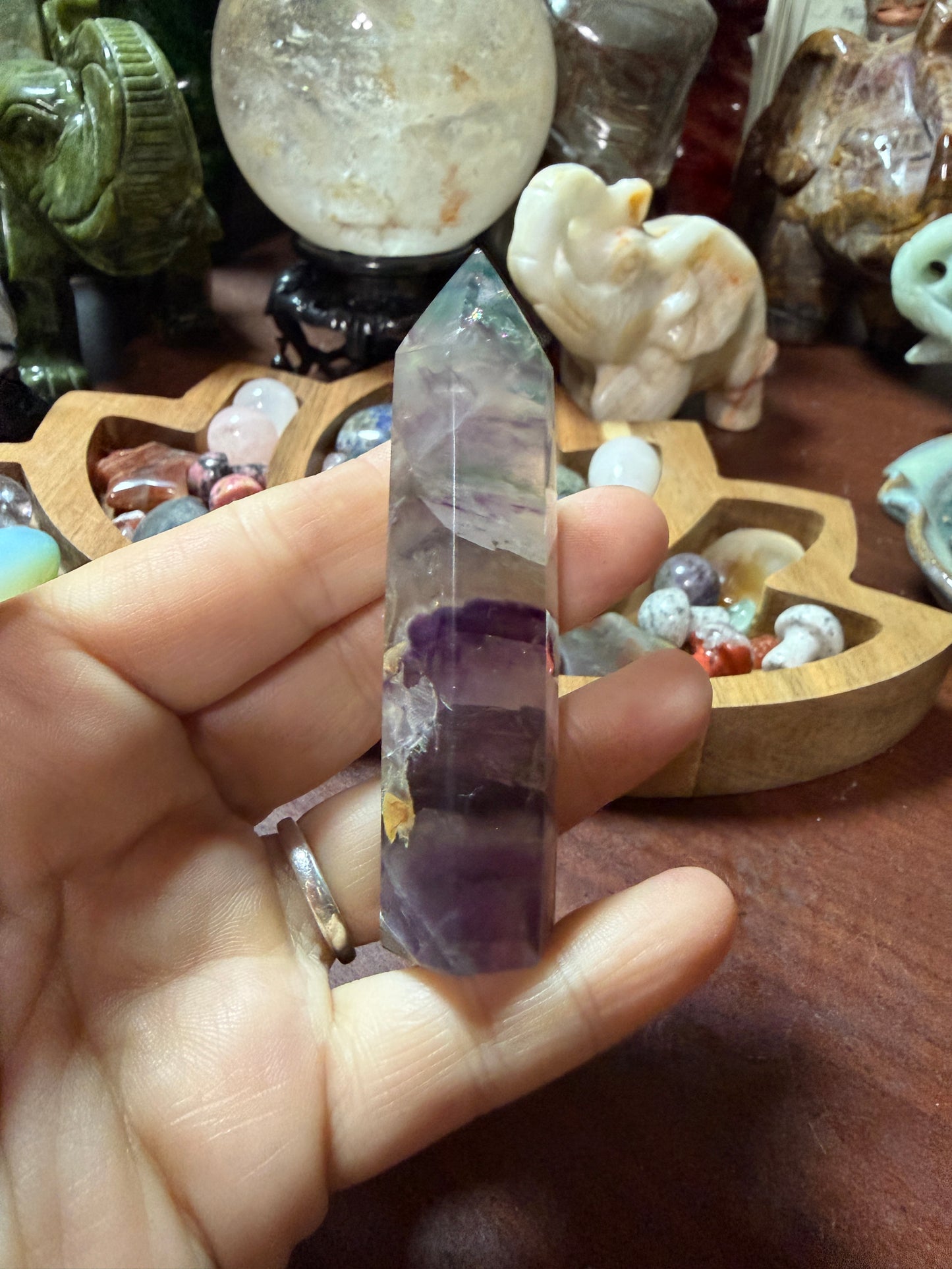 Rainbow Fluorite Crystal Tower (Polished Point)