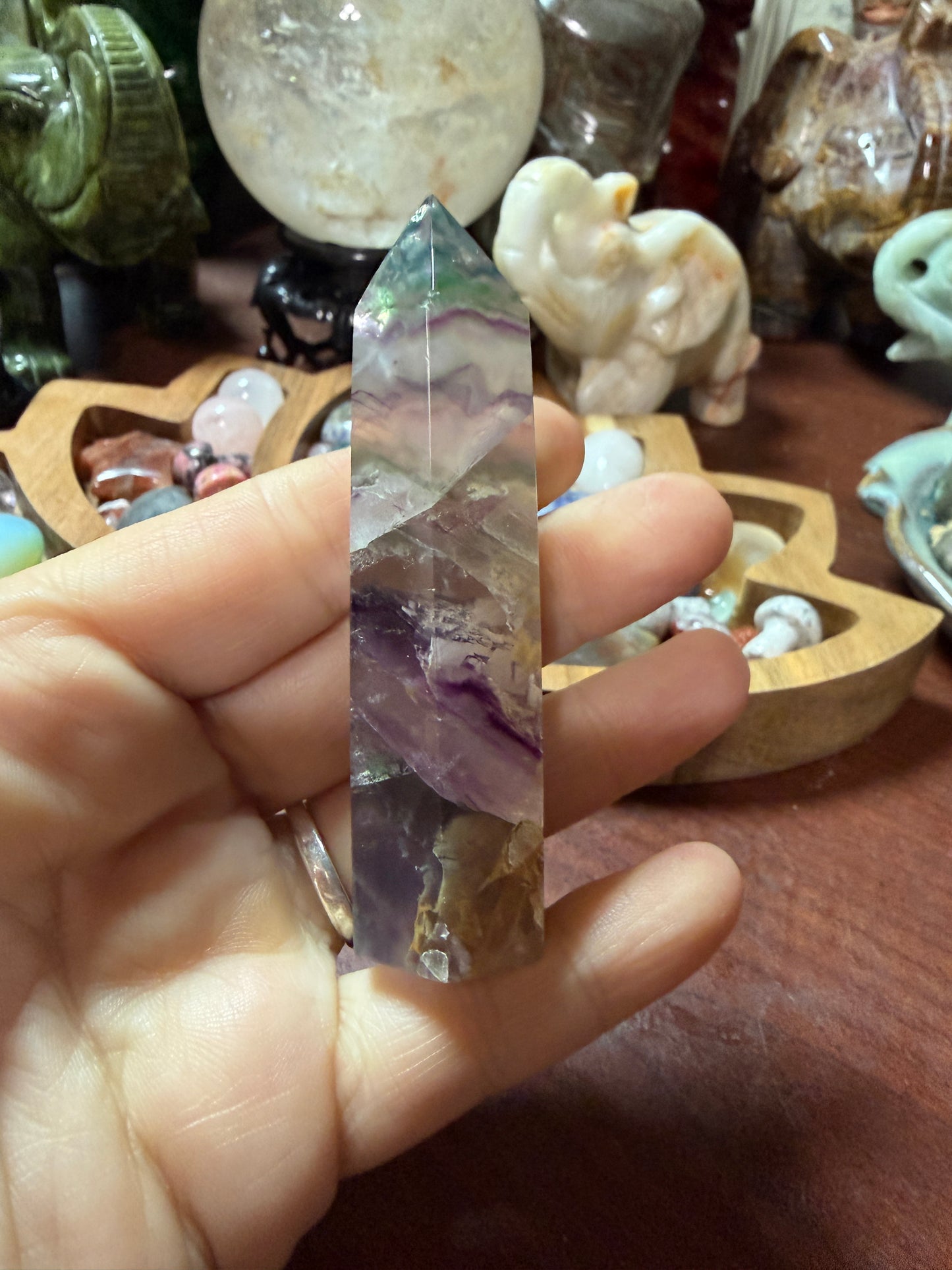 Rainbow Fluorite Crystal Tower (Polished Point)